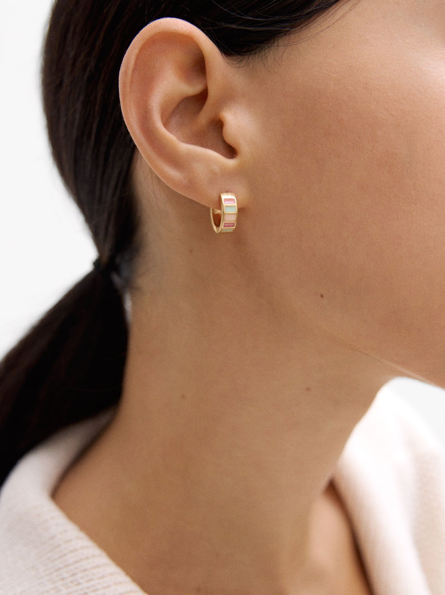 Hoop Earrings With Multicolor Enamel