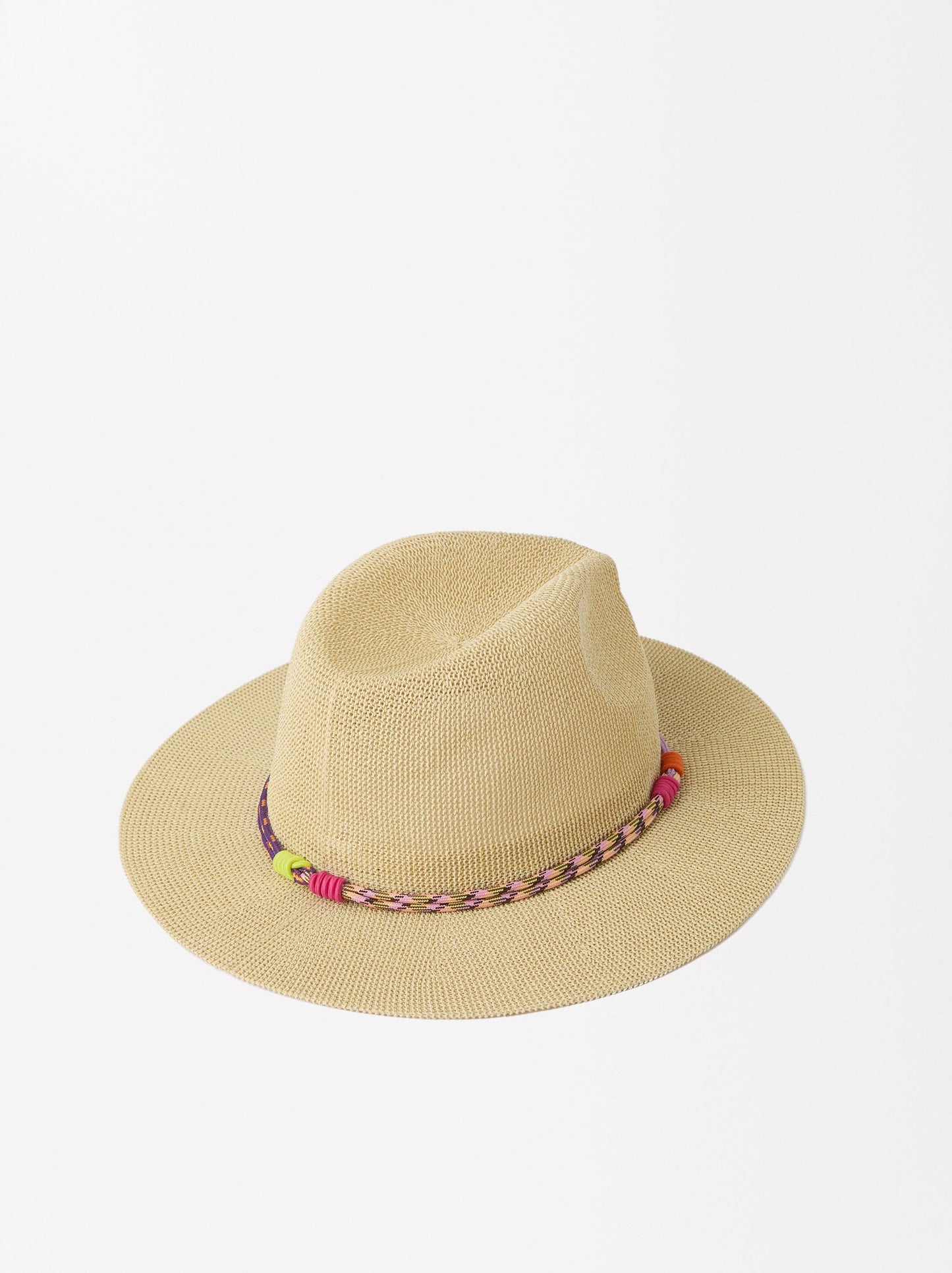 Straw-Effect Hat With Ribbon