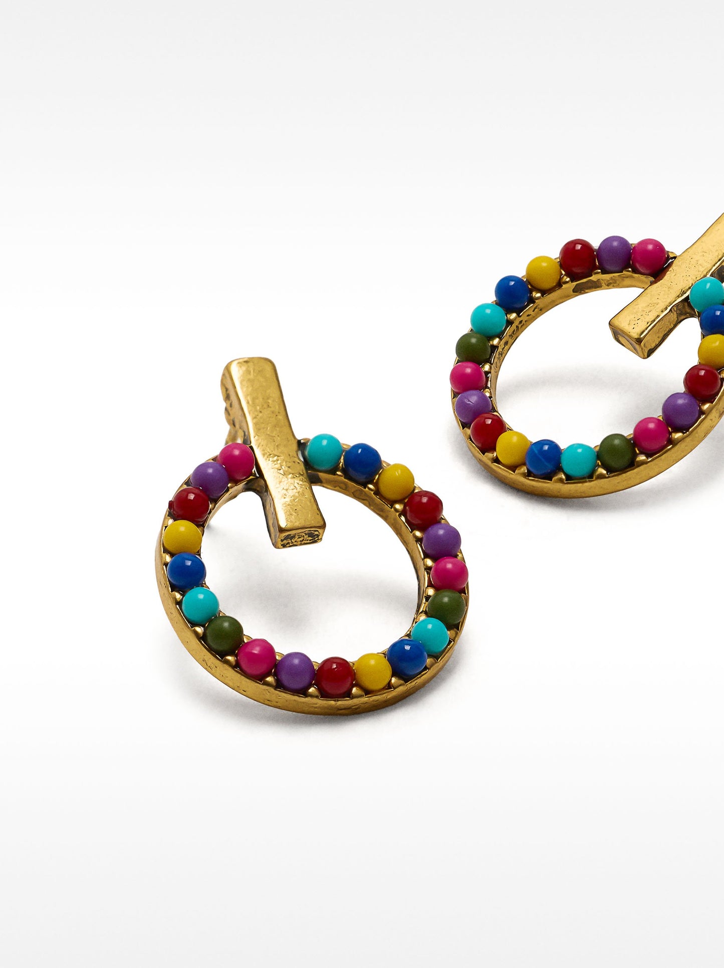 Earrings With Multicoloured Beads
