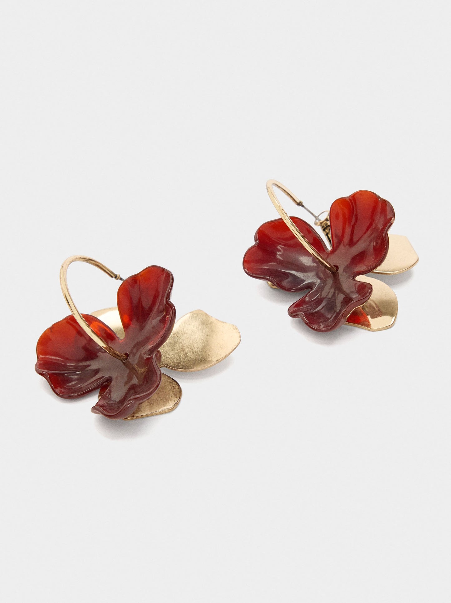 Hoop Earrings With Flower In Resin