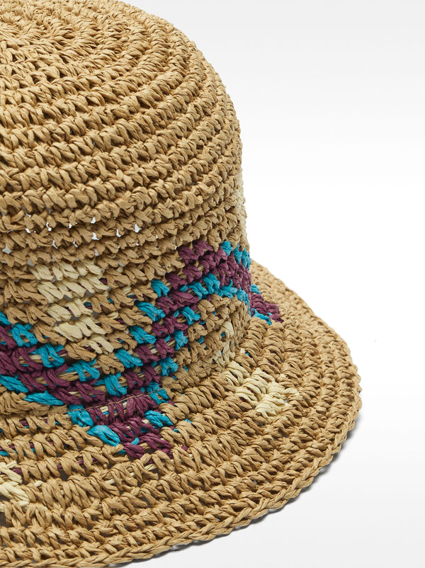 Bucket Hat With Straw Effect