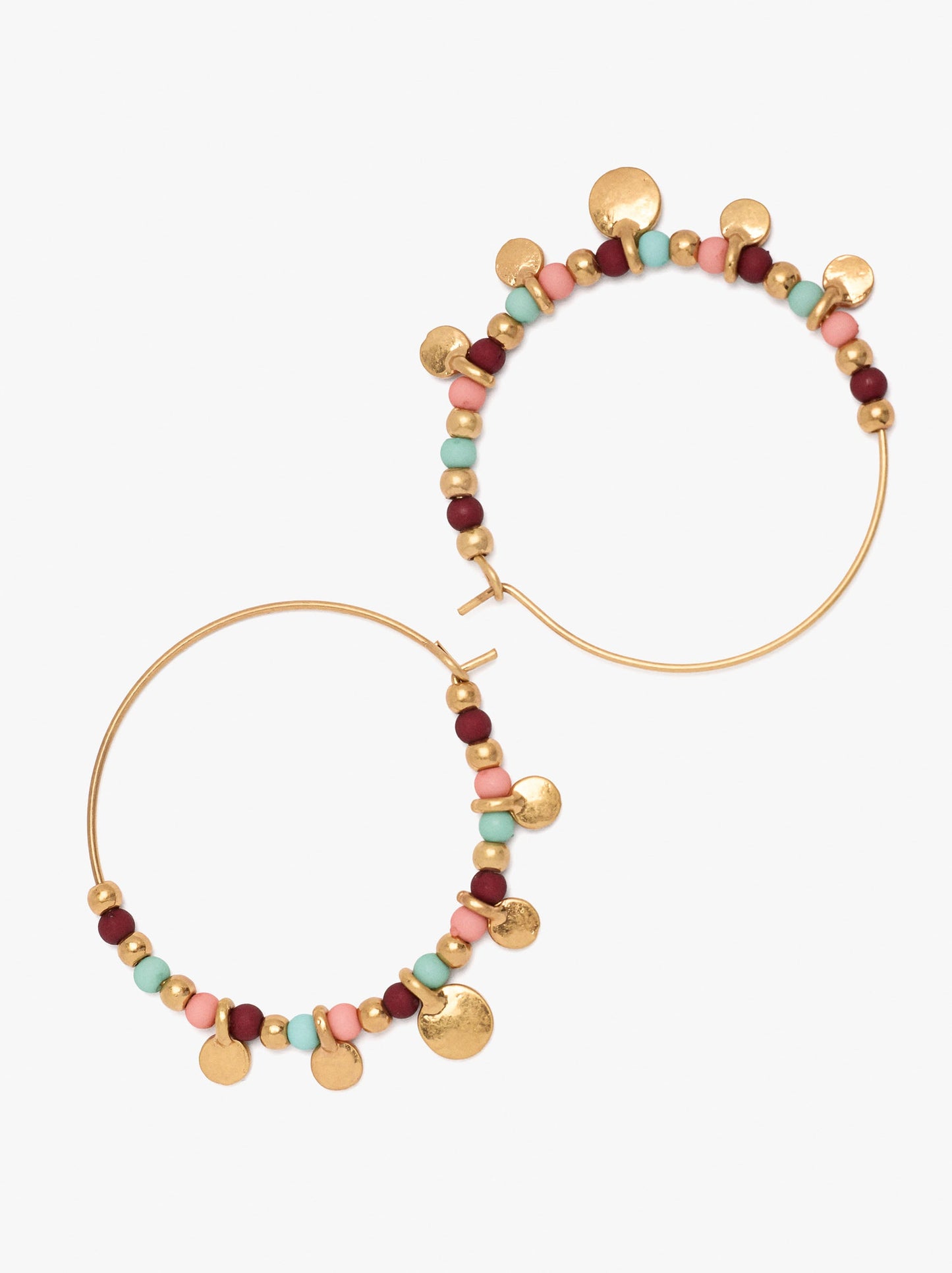 Hoop Earrings With Multicolor Beads