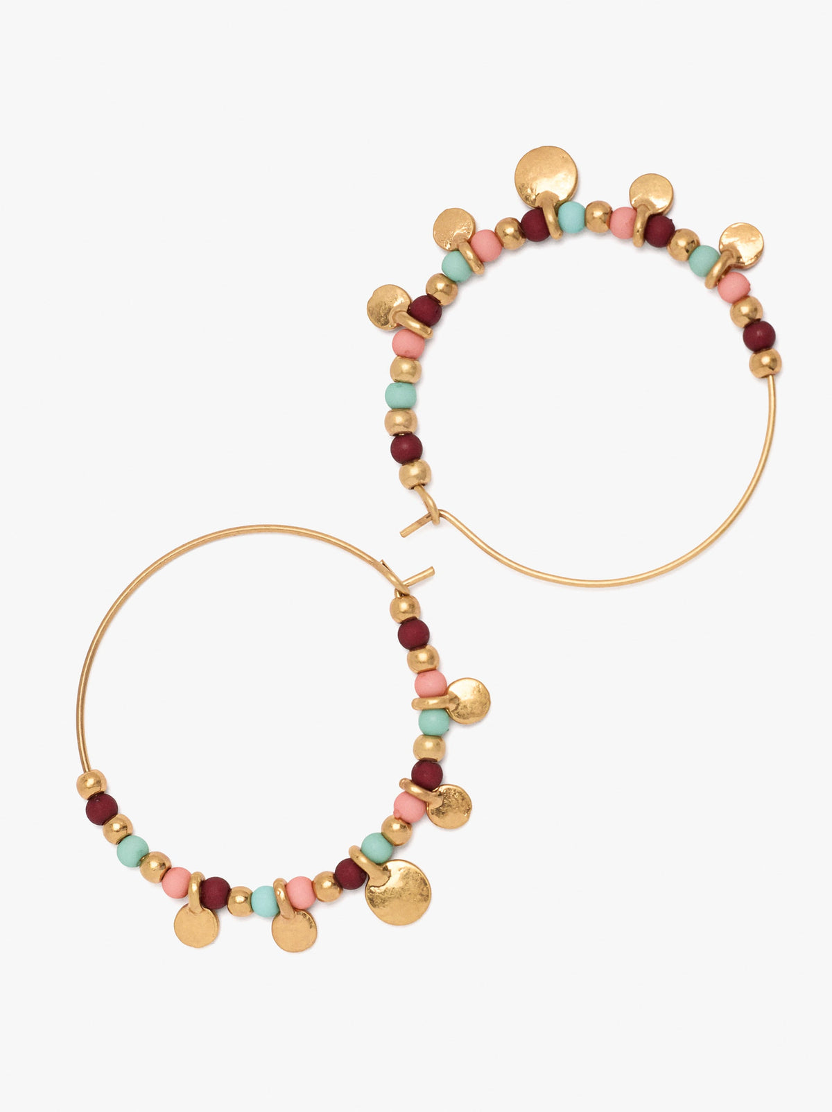 Hoop Earrings With Multicolor Beads