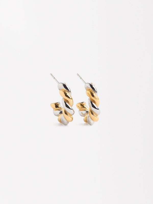 Braided Two-Tone Hoops - Stainless Steel