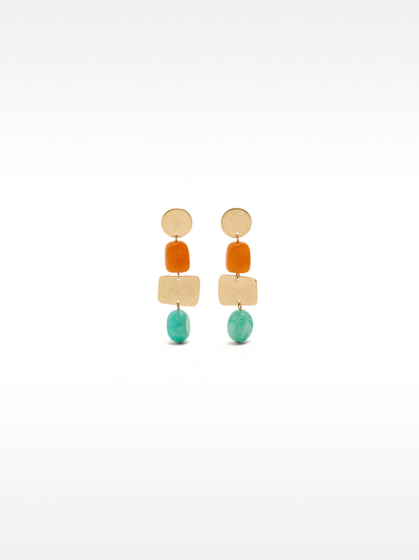 Geometric Earrings With A Stone Effect