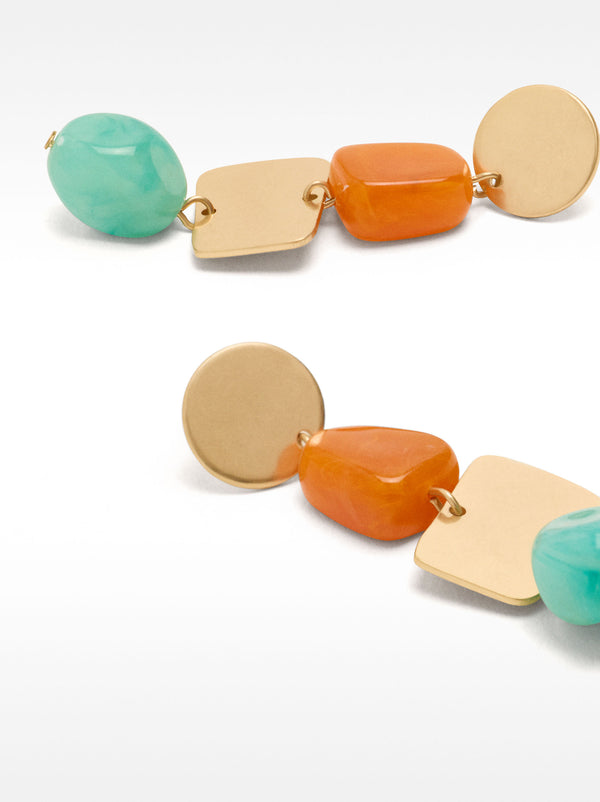 Geometric Earrings With A Stone Effect