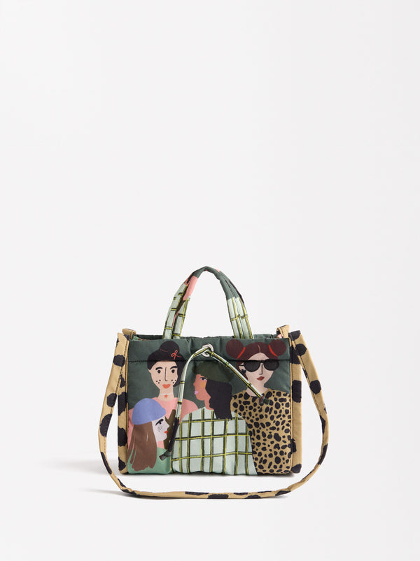 Printed Nylon Tote Bag