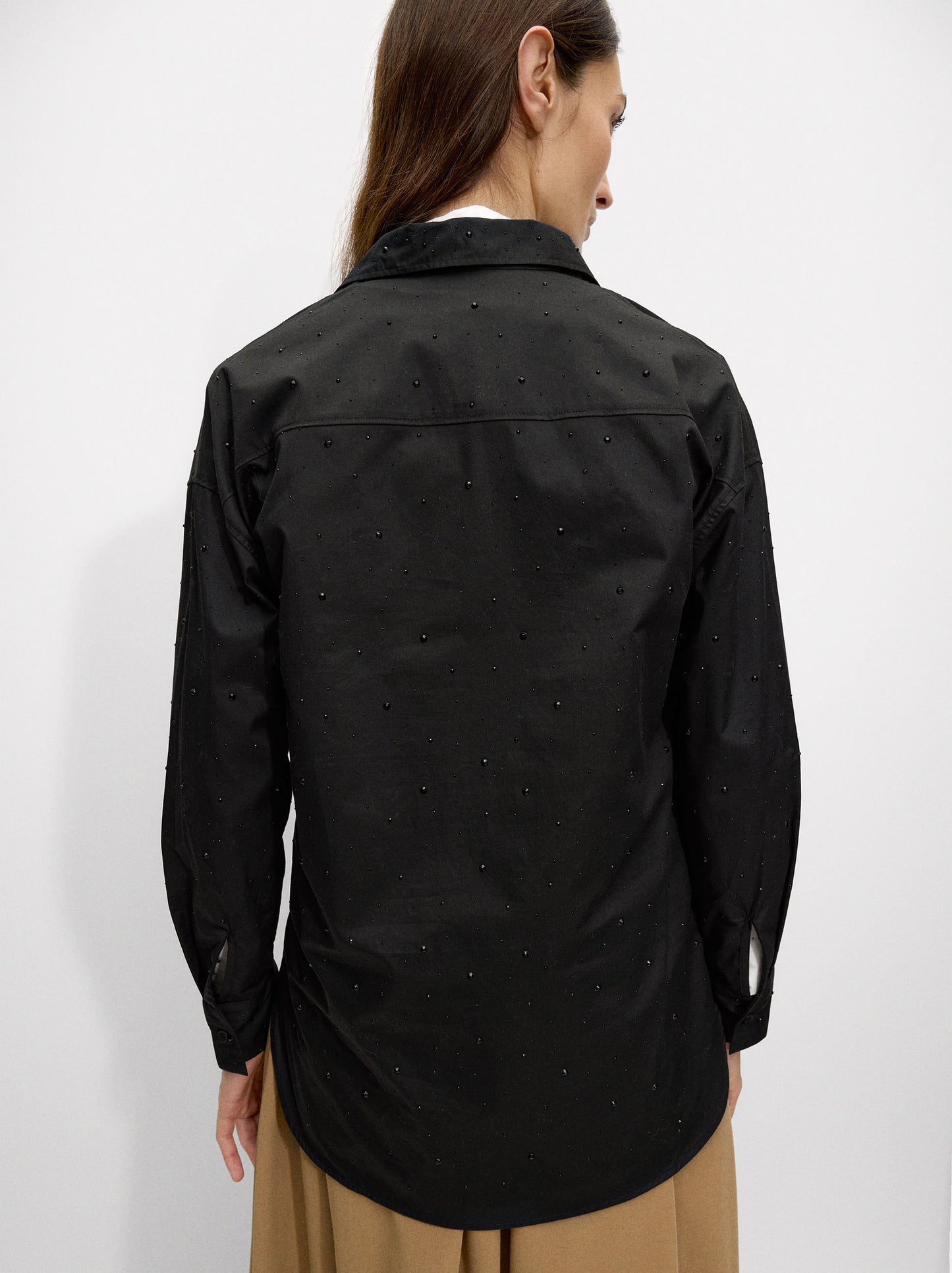 100% Cotton Shirt With Rhinestones