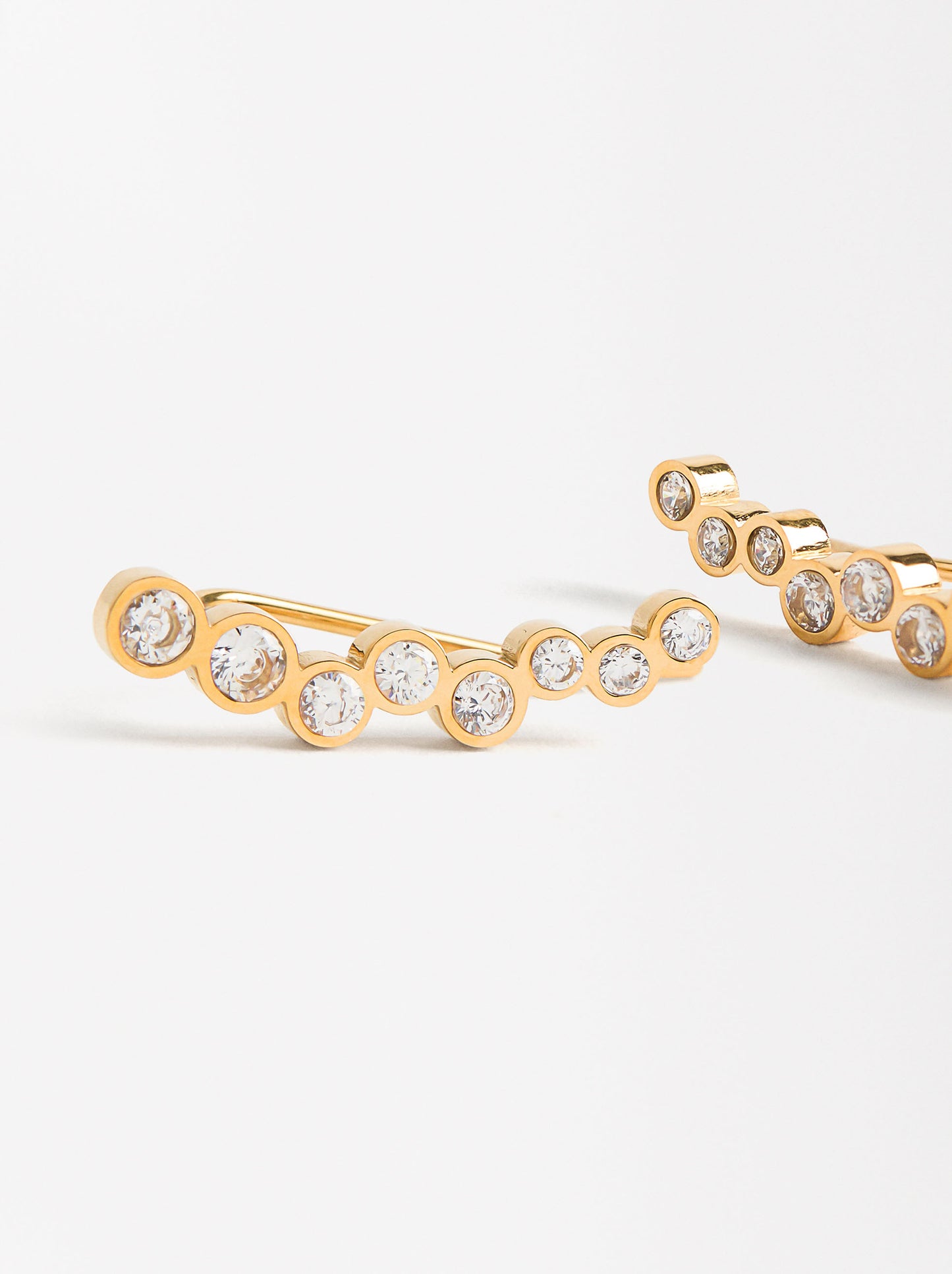 Earjack Earrings With Zirconias - Stainless Steel