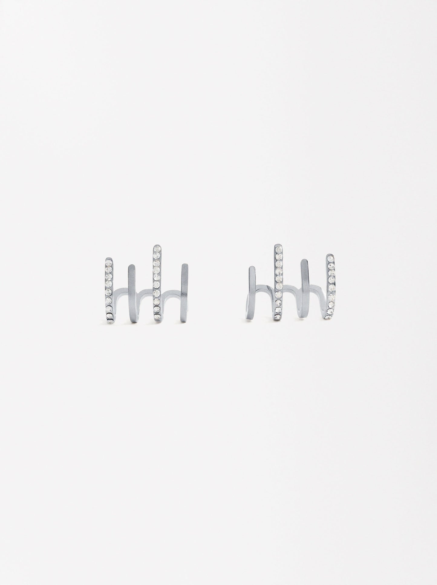 Earjack Earrings With Crystals - Stainless Steel