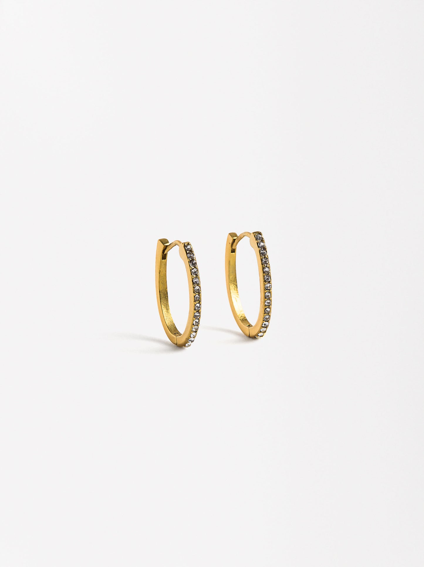 Argolas Medias Com Cristais - Aço Inoxidável