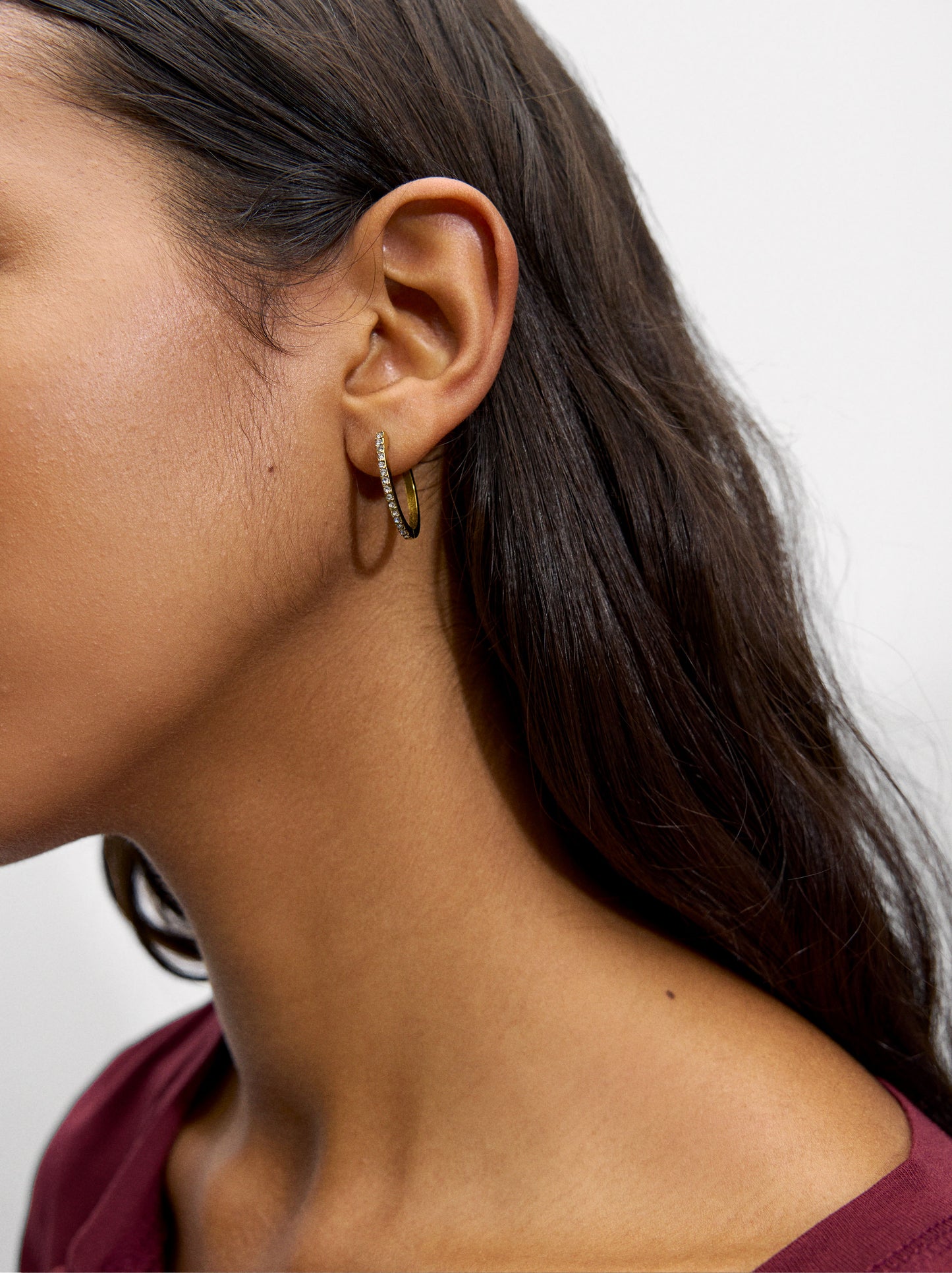 Argolas Medias Com Cristais - Aço Inoxidável