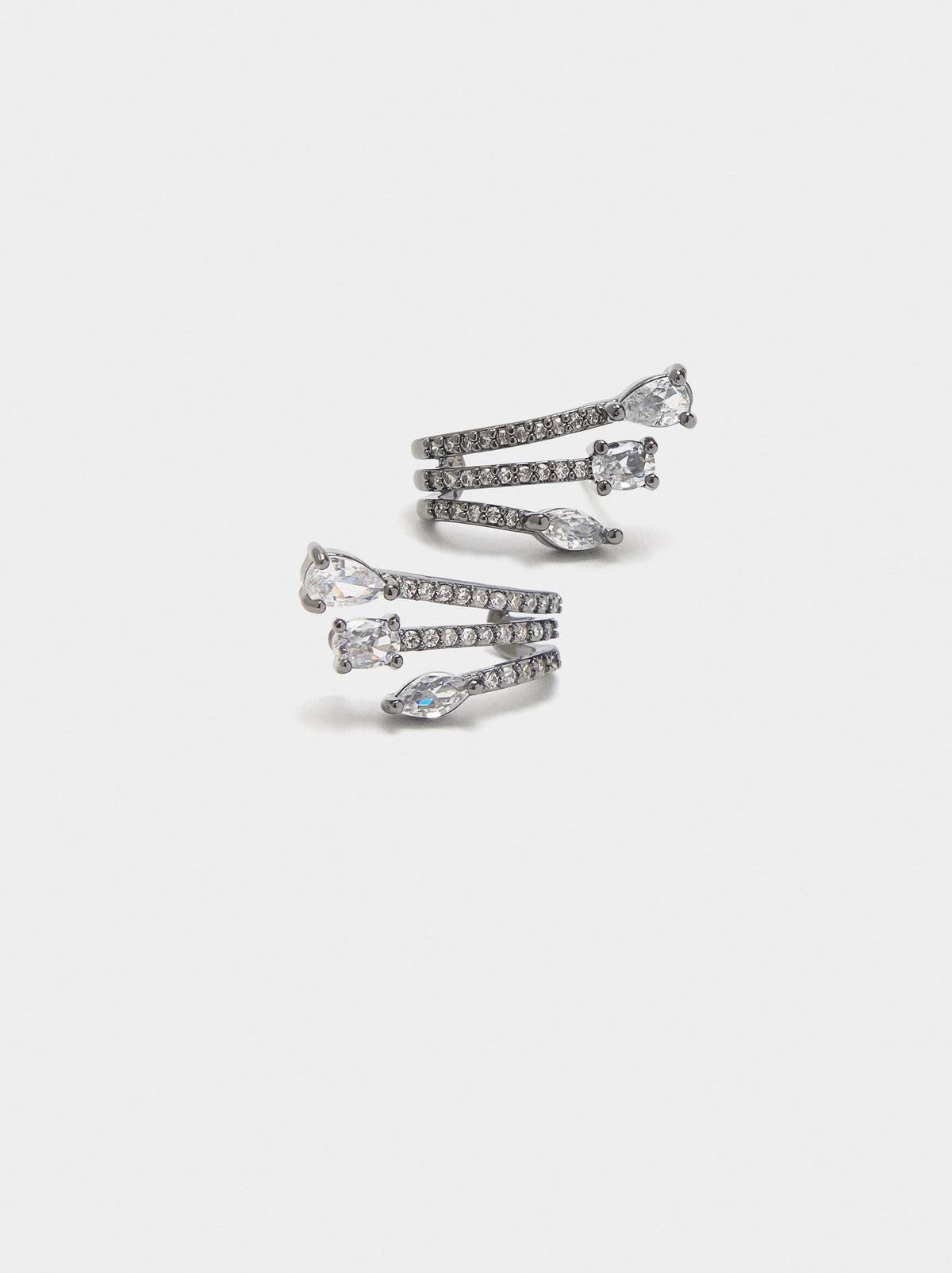 Triple Effect Earrings With Zirconia