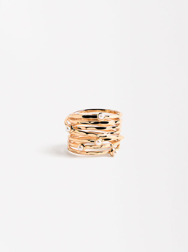 Multiple Effect Ring With Pearls