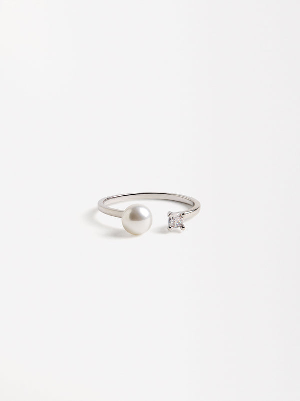 Open Ring With Freshwater Pearl