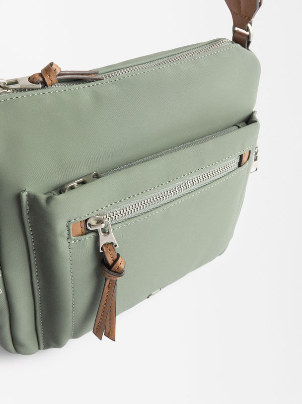 Nylon-Effect Crossbody Bag