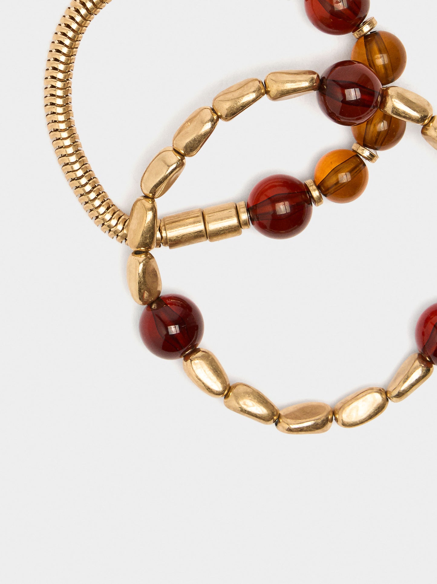 Set Of Elastic Bracelets With Resin