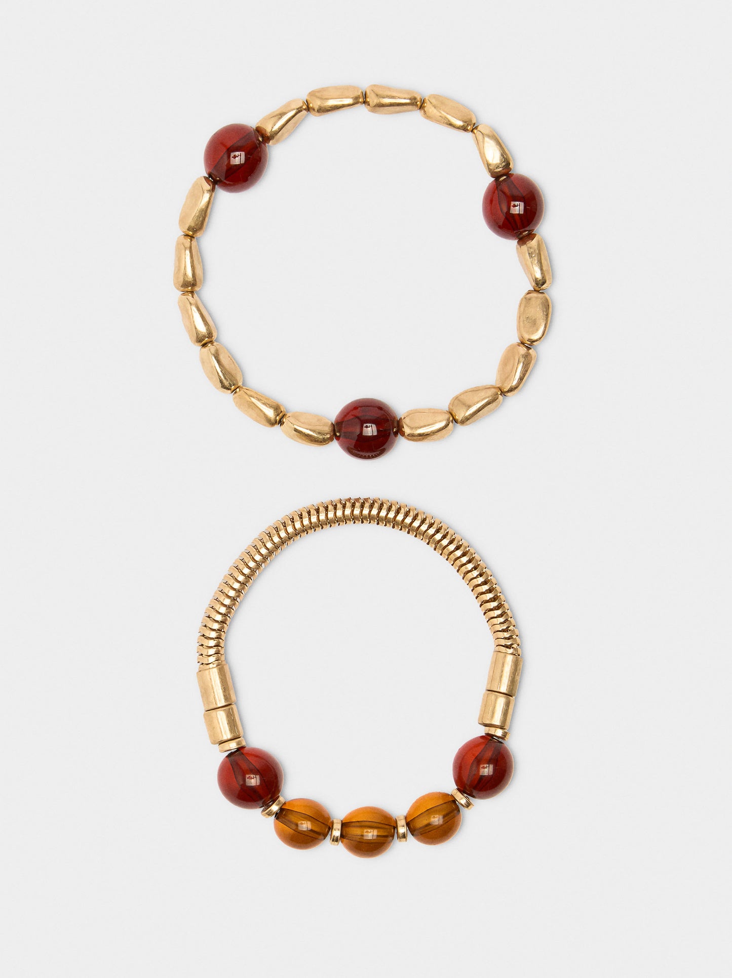 Set Of Elastic Bracelets With Resin