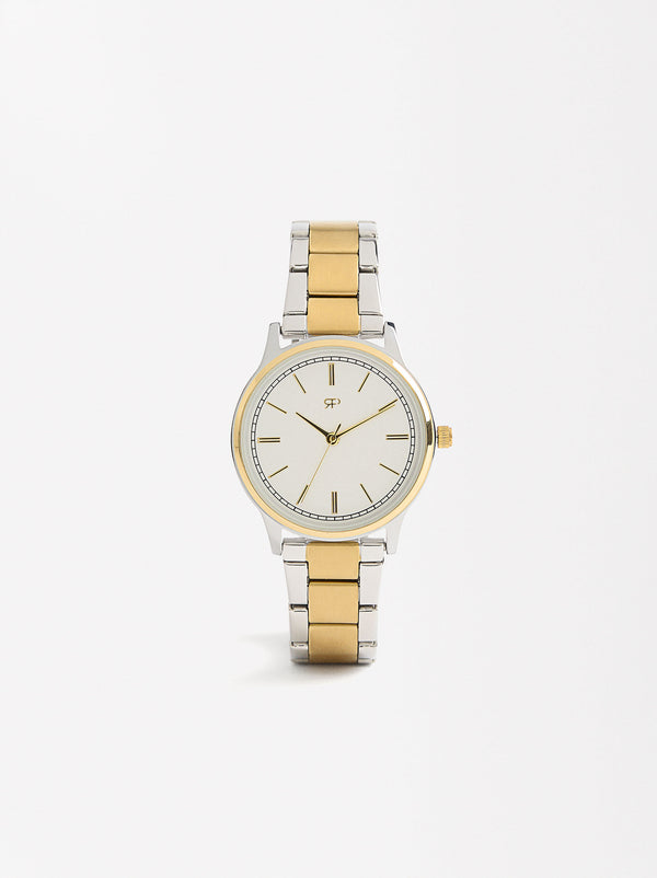 Watch With Bicolor Stainless Steel Wristband
