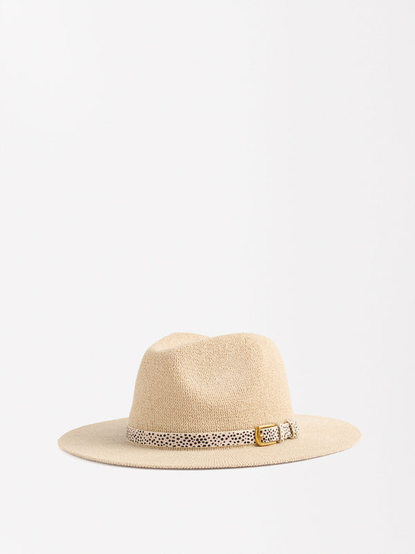 Knit Hat With Leather Belt