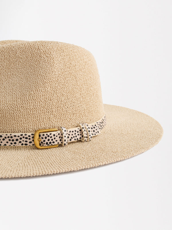 Knit Hat With Leather Belt
