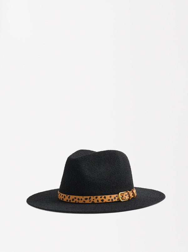 Knit Hat With Leather Belt