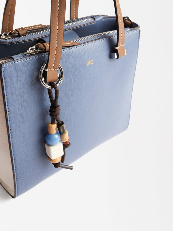 Color Block Tote Bag With Pendant