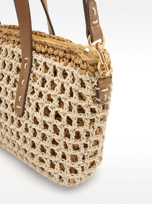 Braided Tote Bag With Straw Effect