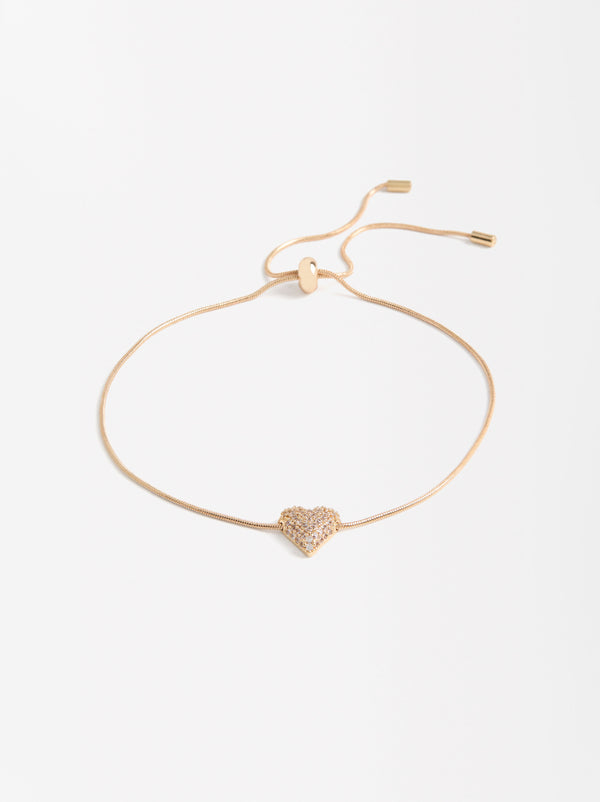 Adjustable Heart Bracelet With Zirconia