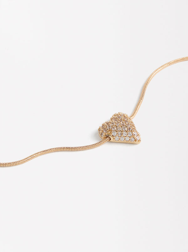 Adjustable Heart Bracelet With Zirconia