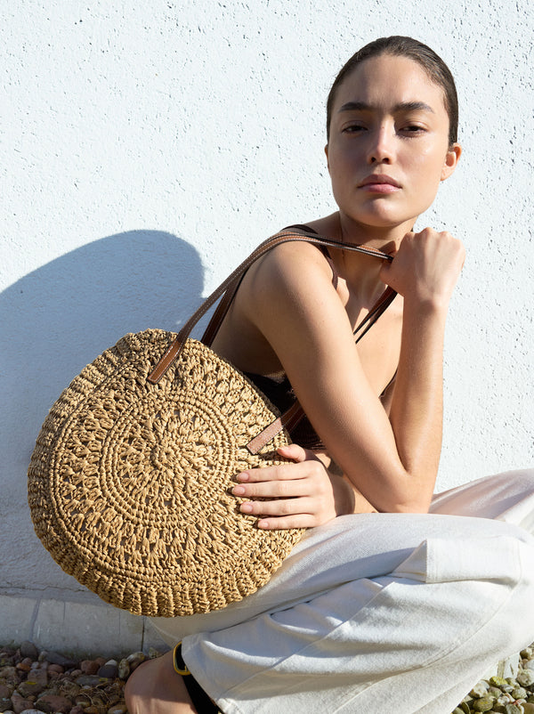 Straw-Effect Shopper Bag