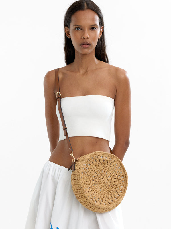Crossbody Bag With Straw Effect