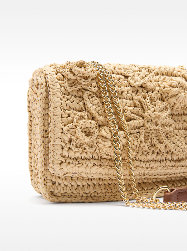 Straw-Effect Shoulder Bag