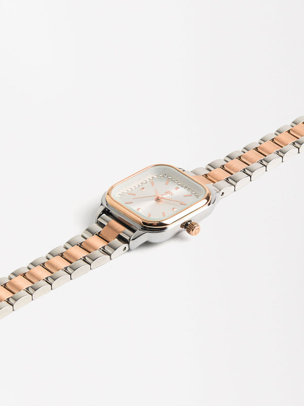Watch With Bicolor Stainless Steel Wristband