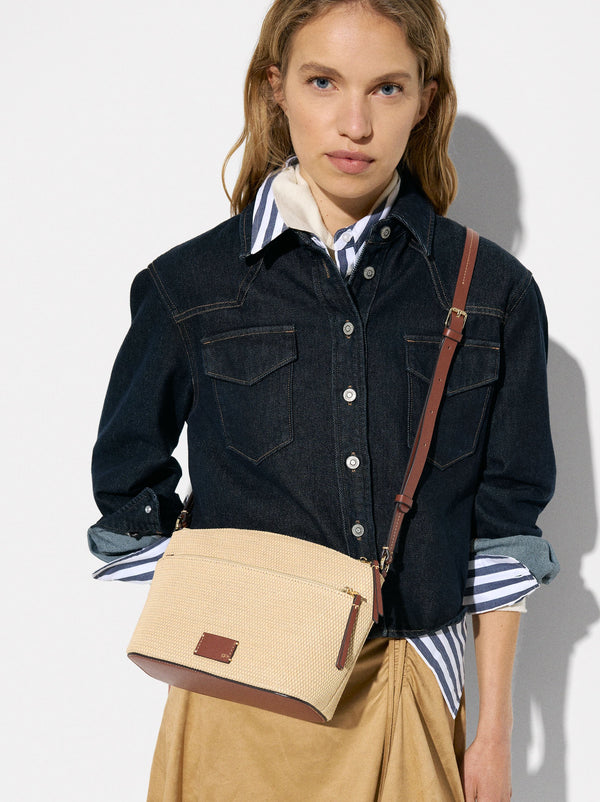 Raffia Effect Crossbody Bag