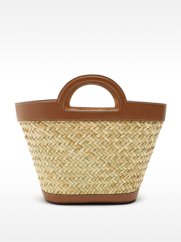 Raffia Tote Bag With Crossbody Strap M
