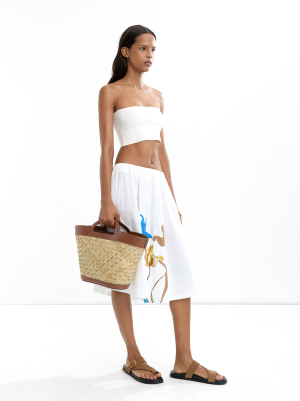 Raffia Tote Bag With Crossbody Strap M
