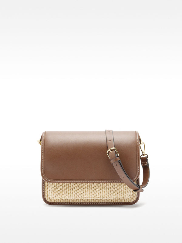 Crossbody Bag With Straw Effect And Flap