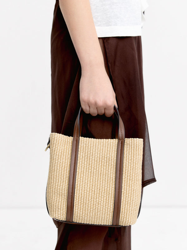Tote Bag With Straw Effect