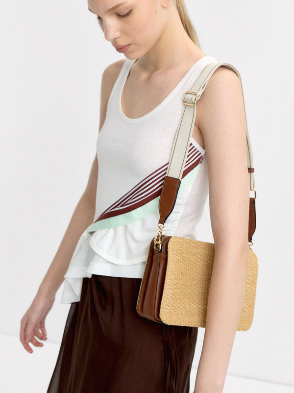 Rectangular Crossbody Bag Raffia Effect