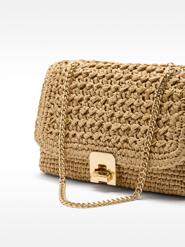 Straw-Effect Shoulder Bag