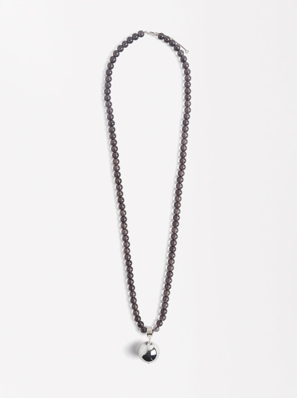 Bead Necklace With Sphere Pendant