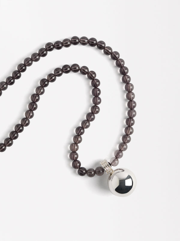 Bead Necklace With Sphere Pendant