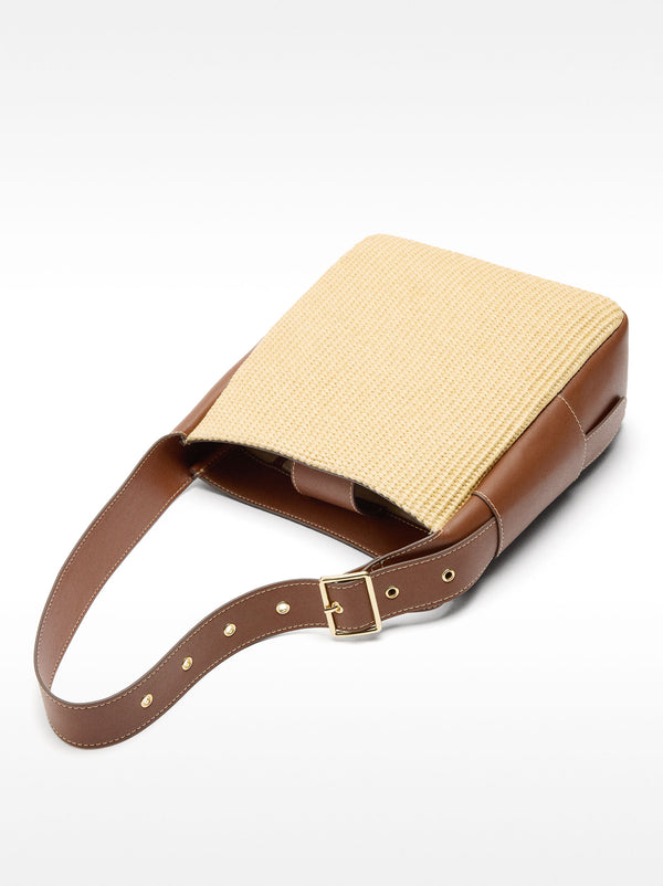 Straw-Effect Shoulder Bag