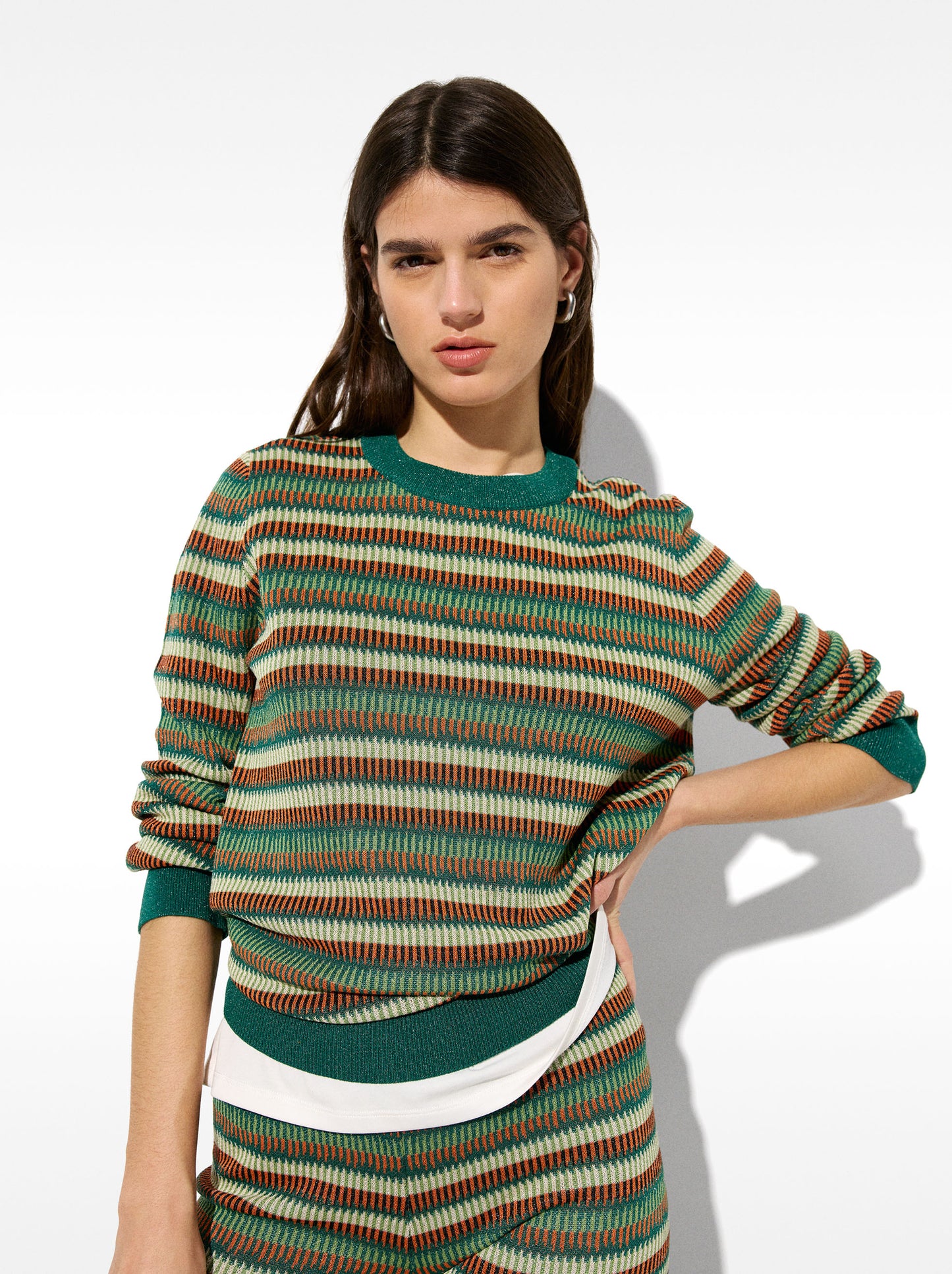 Striped Jacquard Knit Sweater