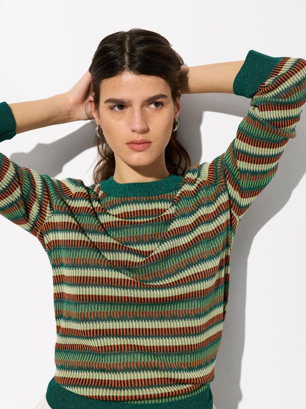 Striped Jacquard Knit Sweater