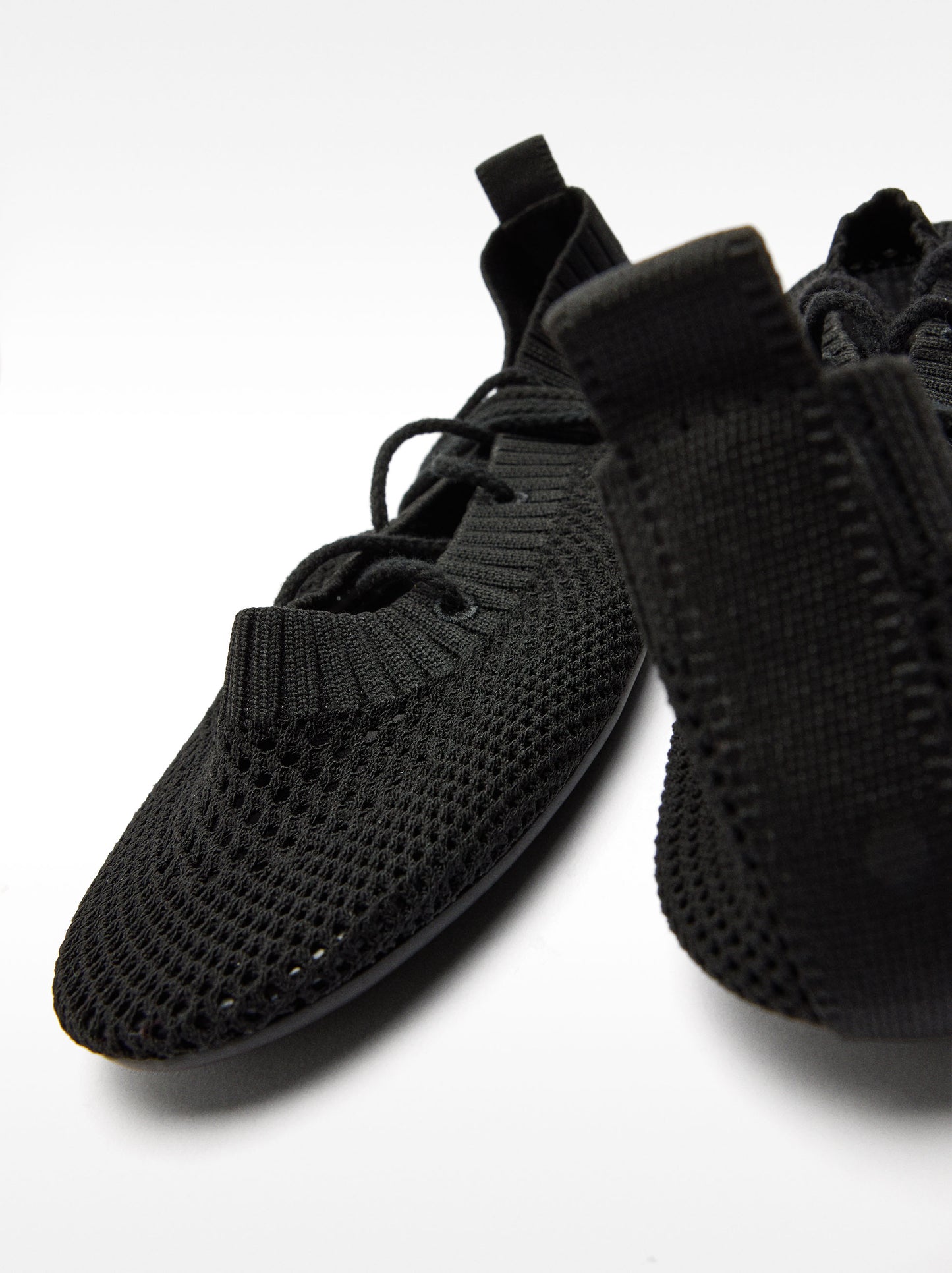 Knit Mesh Ballet Flats With Straps