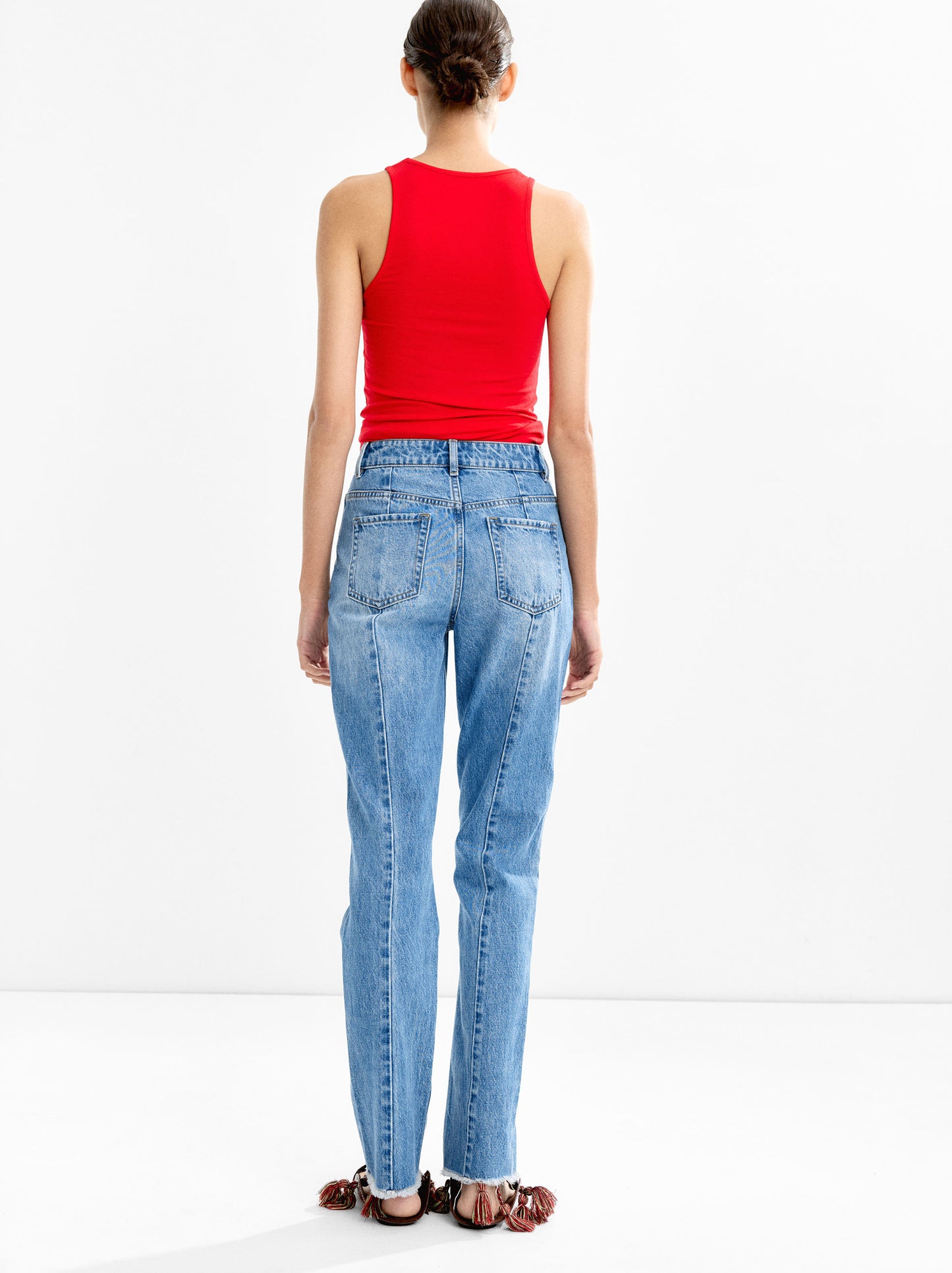 Washed Effect Denim Trousers