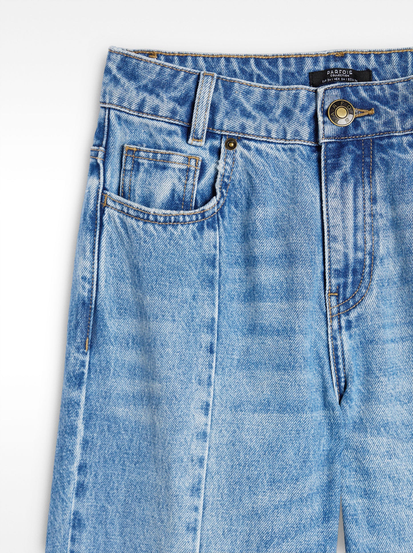 Washed Effect Denim Trousers
