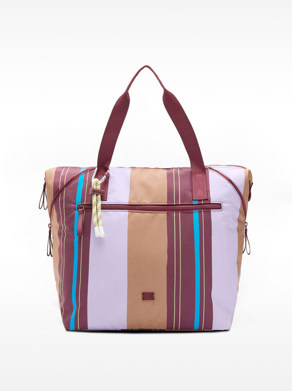 Striped Nylon Weekend Bag